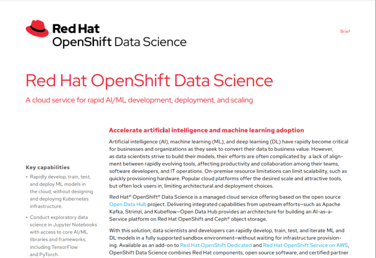 Red Hat Openshift Data Science A Cloud Service For Rapid Ai/ml ...